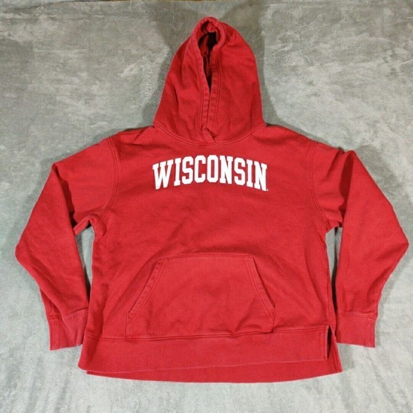 Under Armour Sweatshirt Womens Large Red hooded Wisconsin Badgers Pullover - Picture 1 of 8